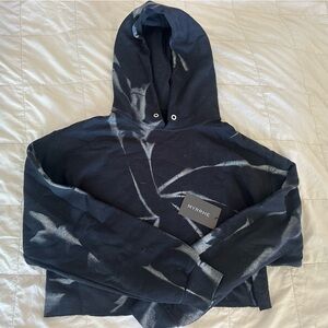 Women's Black Tie-Dye Cropped Hooded Sweatshirt